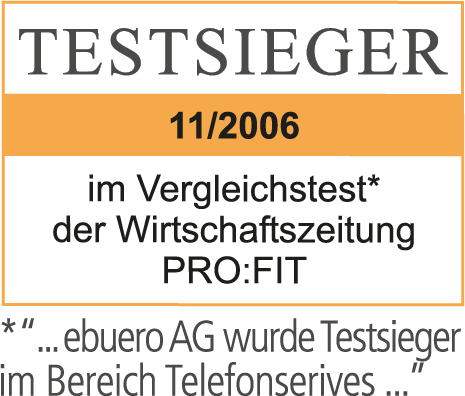 Testsieger bei PRO:FIT im Bereich Telefonservice Testsieger bei PRO:FIT im Bereich Telefonservice