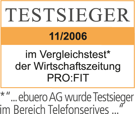 Testsieger bei PRO:FIT im Bereich Telefonservice Testsieger bei PRO:FIT im Bereich Telefonservice